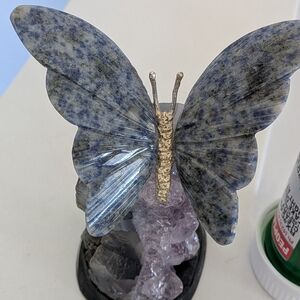 Butterfly Sculptured Sodalite on Amethyst Base